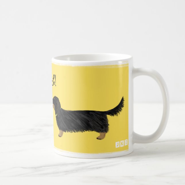 Caneca De Café Dachshund Smooch Wiener Cães Beijo Cartoon (Direita)