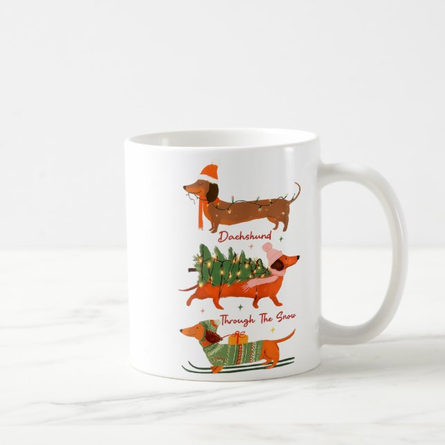 Caneca De Café Dachshund Through The Snow Merry Christmas Dachshu (Direita)