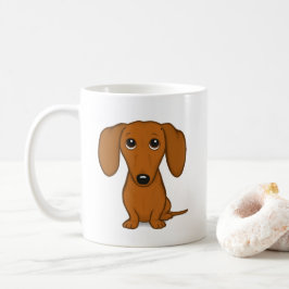 Caneca De Café Dachshund Vermelho Curto | Cachorro-esmalte
