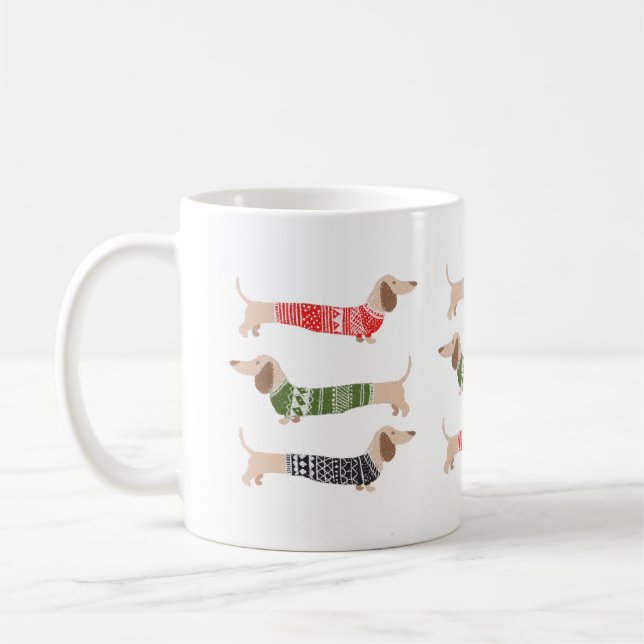 Caneca De Café Dachshund Wiener Dog Pet Lover Presente de Natal (Esquerda)
