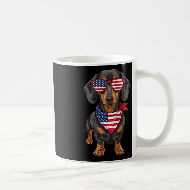 Caneca De Café Dachshund Wiener EUA Bandeira EUA 4 De Julho Améri (Direita)