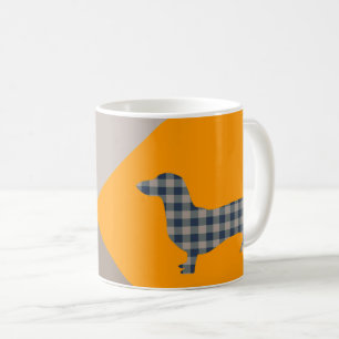 Caneca De Café Dachshund Yellow e Deep Teal Abstrato