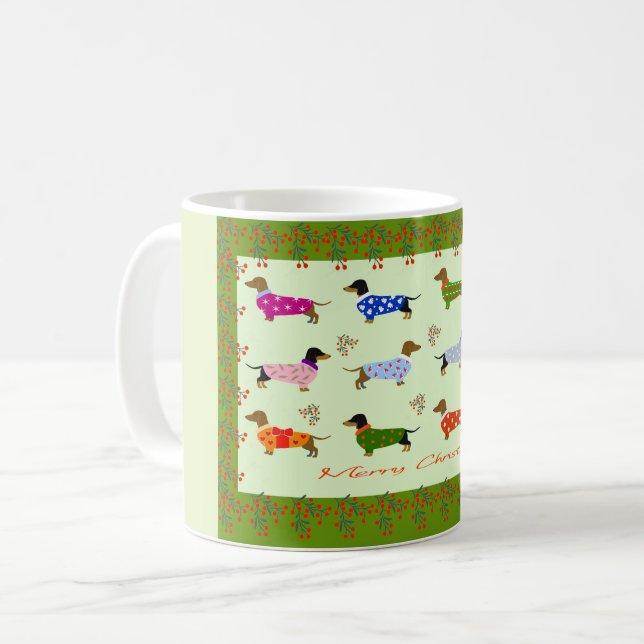 Caneca De Café Dachshunds Christmas mug (Frente Esquerda)