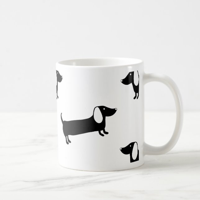 Caneca De Café Dachshunds em preto e branco (Direita)