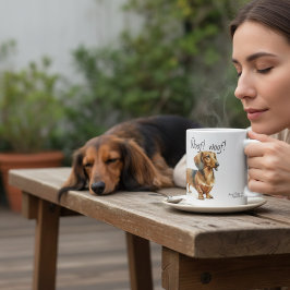 Caneca De Café Dachshunds Marrom PERSONALIZAR