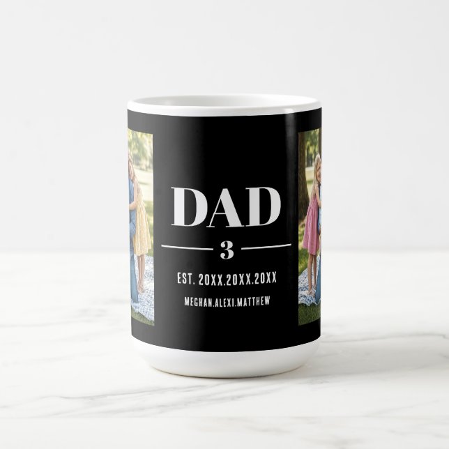 Caneca De Café Dad Est. Year Name Number Bold Font Photo  (Centro)