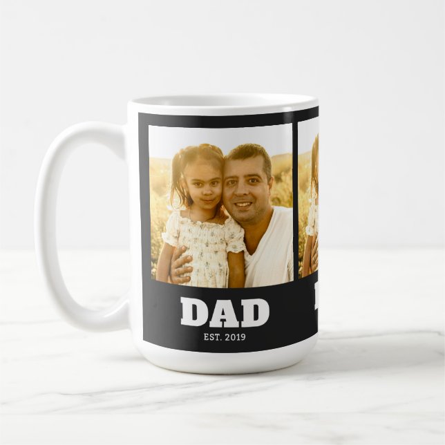 Caneca De Café Dad Established Bold Black 3 Photo (Esquerda)