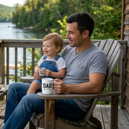 Caneca De Café Dad Established Bold Black Text White