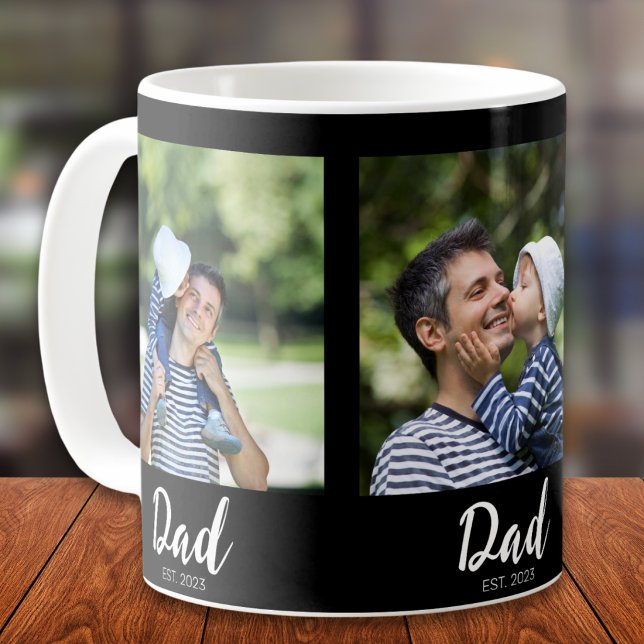 Caneca De Café Dad Established Script Black 3 Photo (Criador carregado)