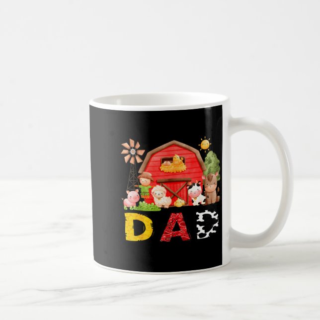 Caneca De Café Dad Farm Cow Birthday Boy Matching Family Matching (Direita)