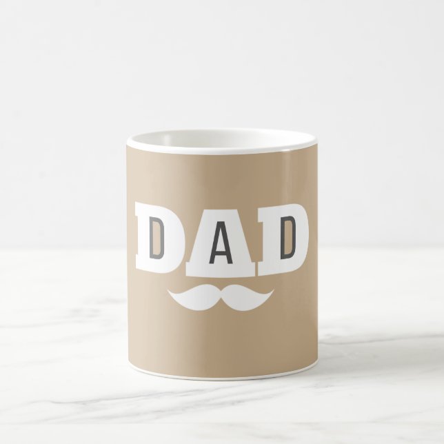 Caneca De Café Dad  Mustache Mug Light Brown and White (Centro)