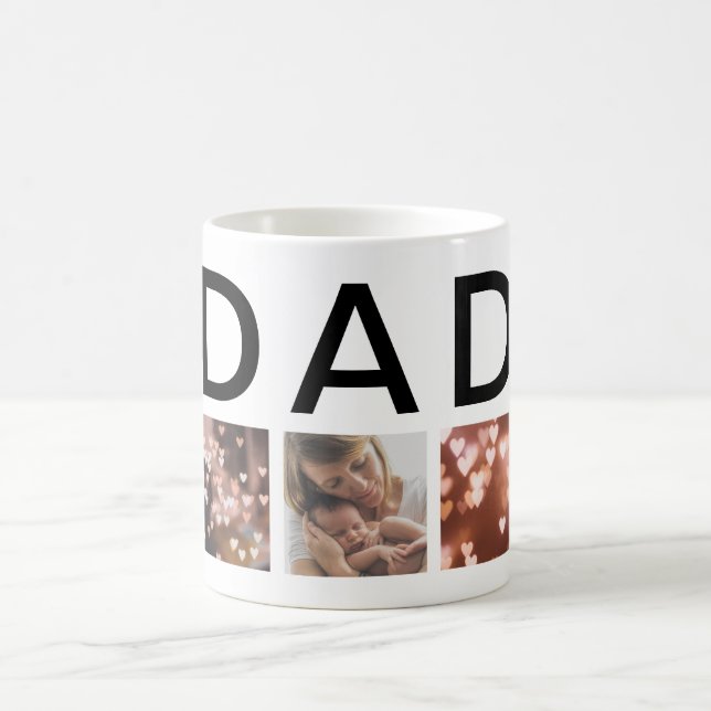 Caneca De Café DAD texto moderno elegante Multi 7 Foto (Centro)