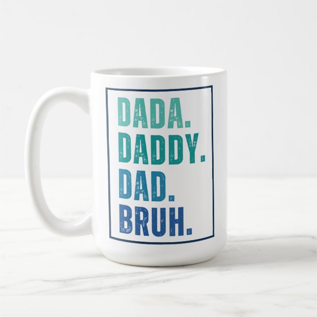 Caneca De Café Dada Pai Pai Bruh Dia de os pais azul angustiado (Esquerda)