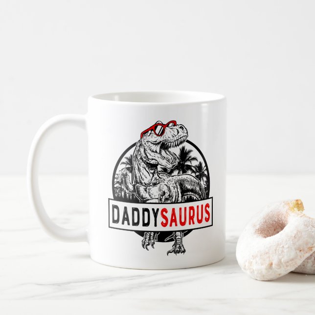 Caneca De Café Daddysaurus Pai Saurus T Rex Dia de os pais 1WH1 (Com Donut)