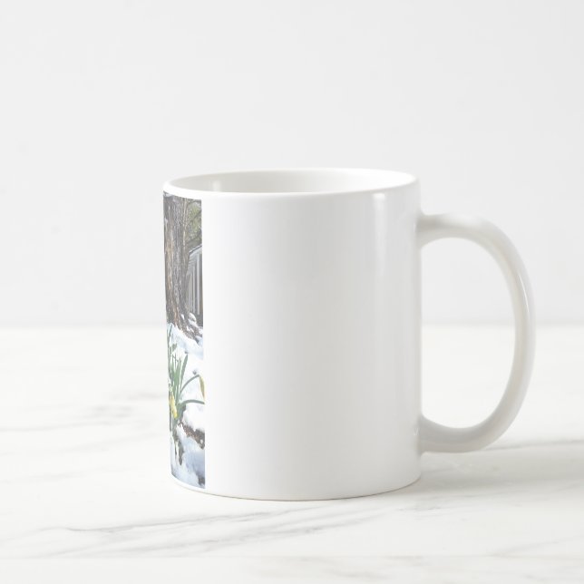 Caneca De Café Daffodilos amarelos na neve (Direita)
