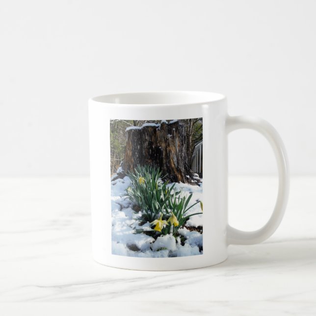 Caneca De Café Daffodilos amarelos na neve (Direita)