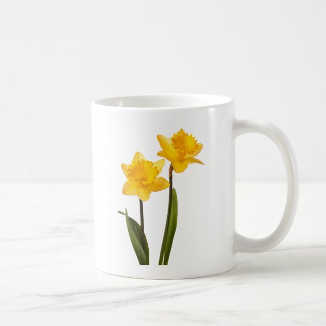 Caneca De Café Daffodils amarelos do primavera no branco (Direita)