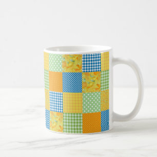 Caneca De Café Daffodils Café Mug: Faux Patchwork do Estilo de P