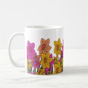 Caneca De Café Daffodils Coloridos Flores Design