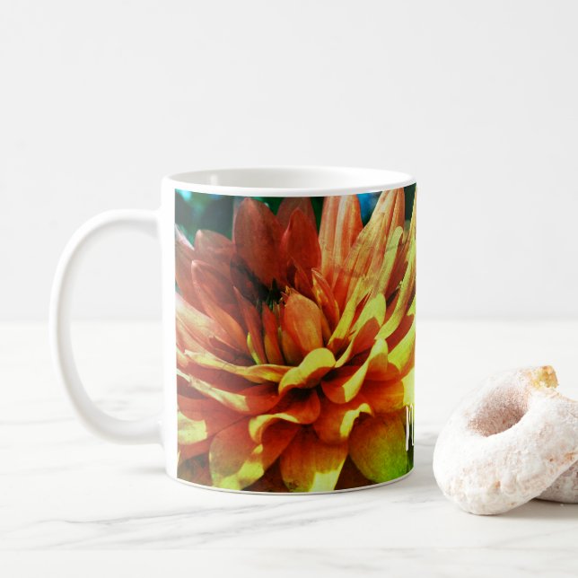 Caneca De Café Dahlia Flower Art Personalizado (Com Donut)