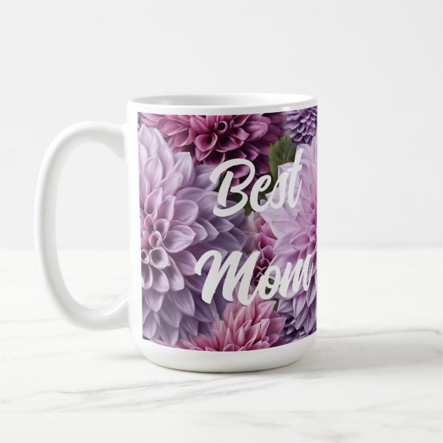 Caneca De Café Dahlia Flowers AI Art Design Melhor Mãe (Esquerda)