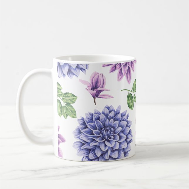 Caneca De Café Dahlias Purple Blue (Esquerda)