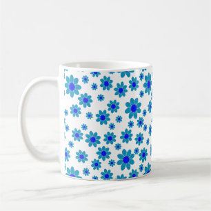 Caneca De Café Daisies Azuis Padrão De Daisy Repetitiva Floral