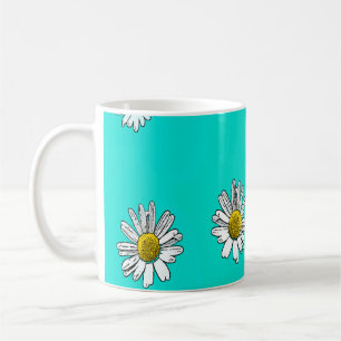 Caneca De Café Daisies desenhadas