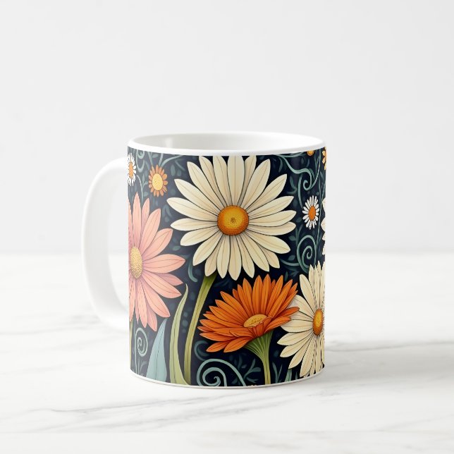 Caneca De Café Daisies Meadow pintado (Frente Esquerda)