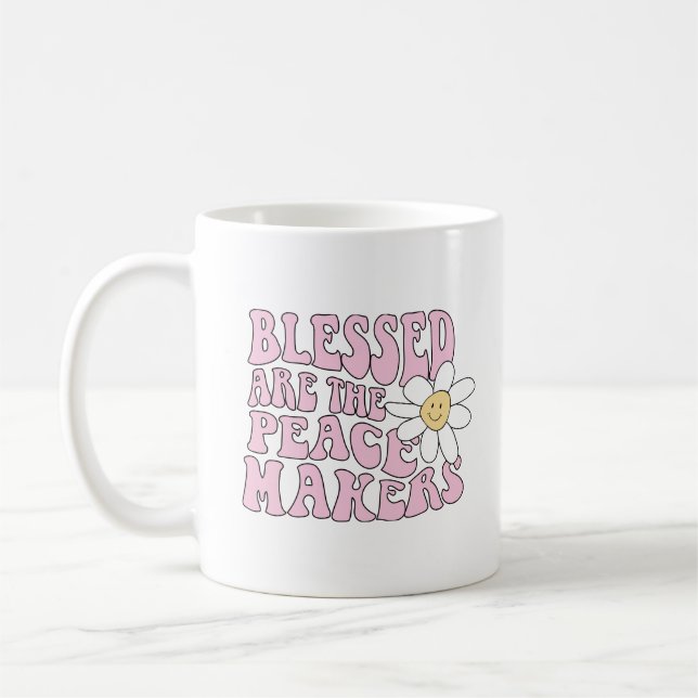 Caneca De Café Daisy and Peace Makers Slogan (Esquerda)