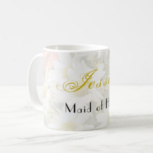 Caneca De Café Daisy Background Yellow e Cinza Bridesmaid