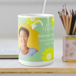 Caneca De Café Daisy Best Teacher Photo Teal