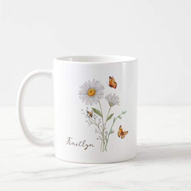 Caneca De Café Daisy Birth Month Flower (Esquerda)