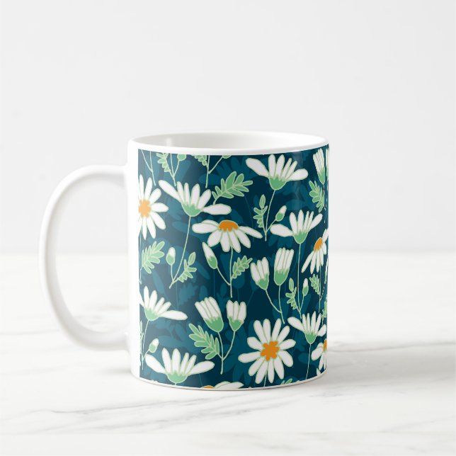 Caneca De Café Daisy Ditsy Chamomile Romântica Impressão (Esquerda)