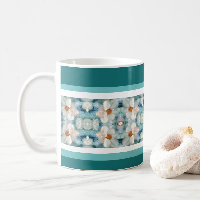 Caneca De Café Daisy Floral Patterned (Com Donut)