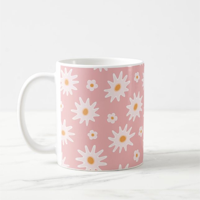 Caneca De Café Daisy floresce um padrão perfeito. Plano de fundo (Esquerda)