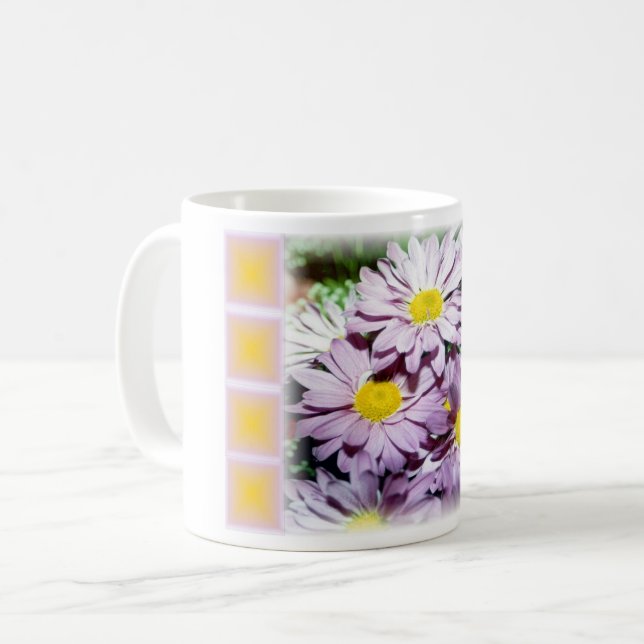 Caneca De Café Daisy Flower Azulejo Mug (Frente Esquerda)