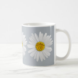 Caneca De Café Daisy Flower For Sister Art Customize Background