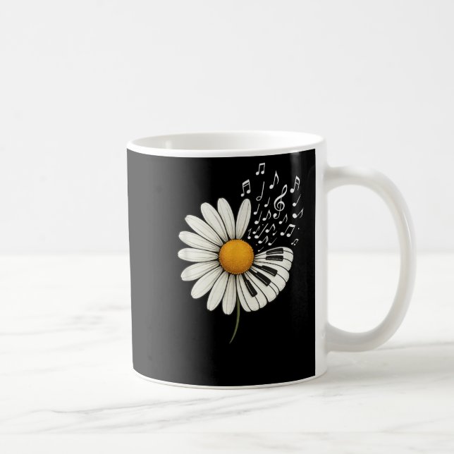 Caneca De Café Daisy Flower Music Notes Clef Teacher Musicians Mu (Direita)