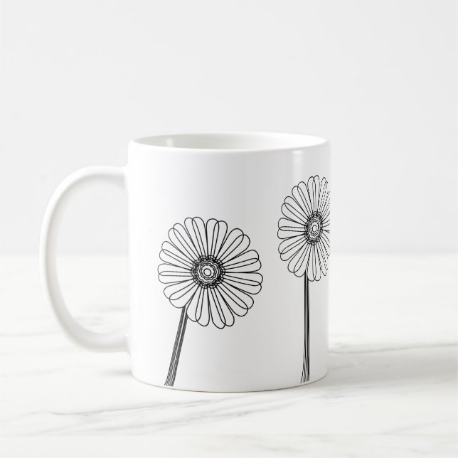 Caneca De Café Daisy Flowers Desenhando Mug De Jardineiro (Esquerda)