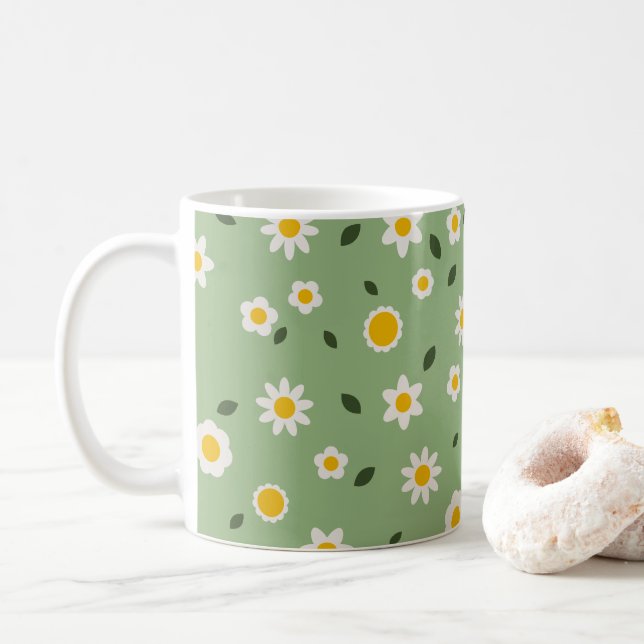 Caneca De Café DAISY GREEN - Daisy Floral Mug (Com Donut)