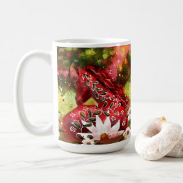 Caneca De Café Daisy Horse Abstrato Art Red White Floral