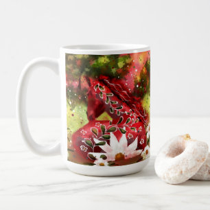 Caneca De Café Daisy Horse Abstrato Art Red White Floral