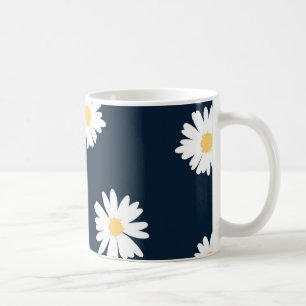 Caneca De Café Daisy On Blue Pattern