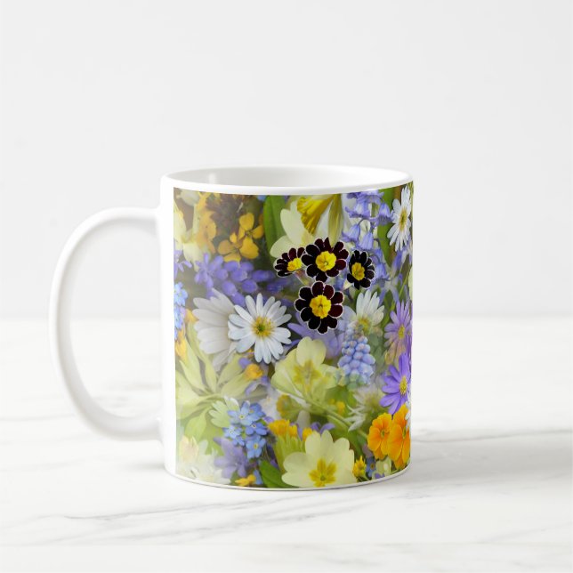 Caneca De Café Daisy ,Primrose, Daffodil Flowers (Esquerda)