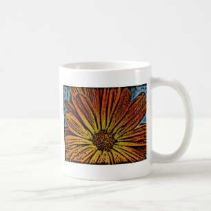 Caneca De Café Daisy Woodcut