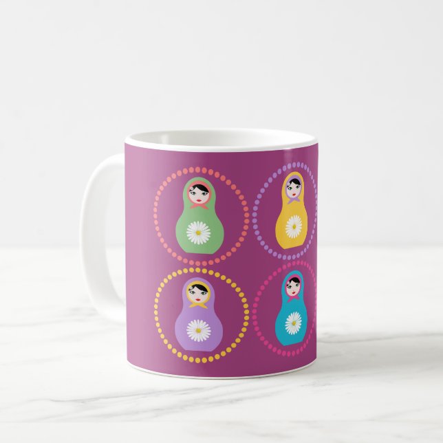 Caneca De Café Daisyflower Matryoshka (Frente Esquerda)