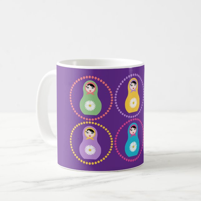 Caneca De Café Daisyflower Matryoshka (Frente Esquerda)