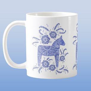 Caneca De Café Dala Hormonas Suecas Periwinkle Azul e Branco