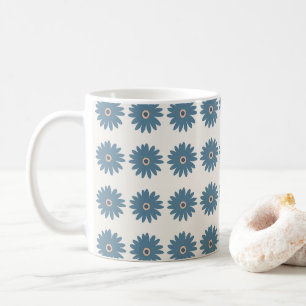 Caneca De Café Dália Azul e Creme